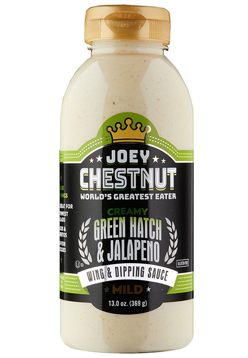 Joey Chestnut Eating Creamy Green Hatch & Jalapeno Wing & Dipping Sauce